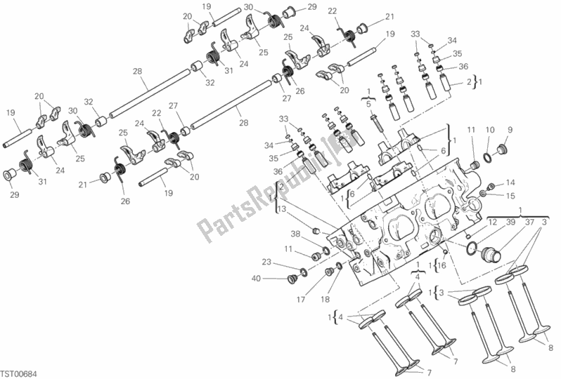 All parts for the Rear Head of the Ducati Streetfighter V4 S USA 1103 2020